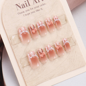 <span class=keywords><strong>Uñas</strong></span> Postizas <span class=keywords><strong>de</strong></span> ABS con Diseño <span class=keywords><strong>de</strong></span> <span class=keywords><strong>Hello</strong></span> <span class=keywords><strong>Kitty</strong></span>, Color Rosa Nude Cuadrado Francés con Lazo, Reutilizables, 30 Piezas - Product Image 3
