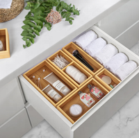Lot de 6 séparateurs de tiroirs réglables en bambou, organisateurs de tiroirs extensibles pour ustensiles de cuisine, vêtements, salle de bain, bureau