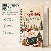 Cuaderno Espiral Premium al por Mayor con Lista de Regalos Navideños Impresa, A5, 100 Hojas, Papel Rayado de 80 g/m², Cubierta de 300 g/m², Encuadernación de Doble Alambre