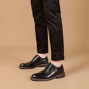 Zapatos Oxford Negros con Cordones y Punta Redonda, Suela de Goma, para Todas las Temporadas, Zapatos de Vestir para el Trabajo, Envío Directo - Product Image 4