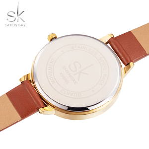 SK K0056 orologi al quarzo con cinturino in pelle grigia da donna dal Design semplice orologio da polso con quadrante blu cielo - Product Image 6