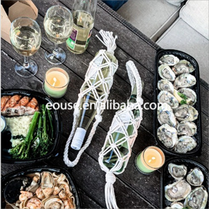 Hecho a mano respetuoso con el medio ambiente rame titular Correa larga Cruz algodón mano cuerda tejida botella bolsa para vino agua - Product Image 4