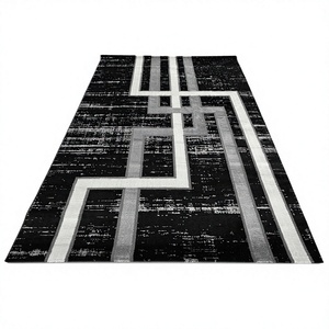 Alfombra de poliéster Adiva Shaggy de Gaziantep, tejida en jacquard, de pelo largo, acolchada, reversible, resistente a las manchas, fabricada a máquina, con base de yute. - Product Image 1