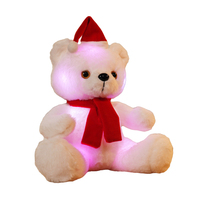 Ours en peluche lumineux personnalisé avec chapeau et écharpe de Noël, jouet en peluche doux pour décorations de Noël