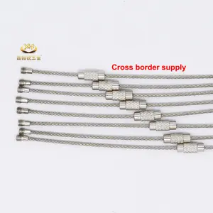 Xinhanrui Stainless Steel Screw Lock Ring Metal Wire Rope Keychain
