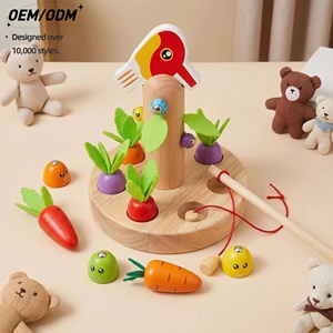 <span class=keywords><strong>Jeu</strong></span> de pêche magnétique en bois Montessori, jouet d'apprentissage pour tout-petits, coordination œil-main, jouet de tirage de carottes en bois - Product Image 1