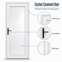 Porte à battant en PVC personnalisée, double vitrage, porte en PVC, porte en verre PVC pour projets de construction d'entrées de villas résidentielles