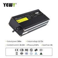 Chargeur de batterie au lithium Lifepo4 YEWY 300W IECEE CB étanche 24v10amp 36v7amp 48v5amp pour batteries au plomb-acide