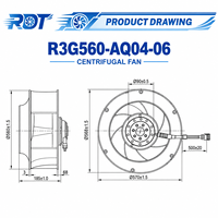 Nouveau ventilateur centrifuge industriel EC R3G560-AQ04-06 400V 560mm 7.3A à haut débit d'air, souffleur RadiPac pour remplacement de ventilation de salle blanche