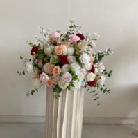 J-FB193 Großhandel Staubblau-Weiße Rosenblütenkugel Lilien-Rittersporn Seiden-Kunstblumenkugel Hochzeits-Tischdekoration