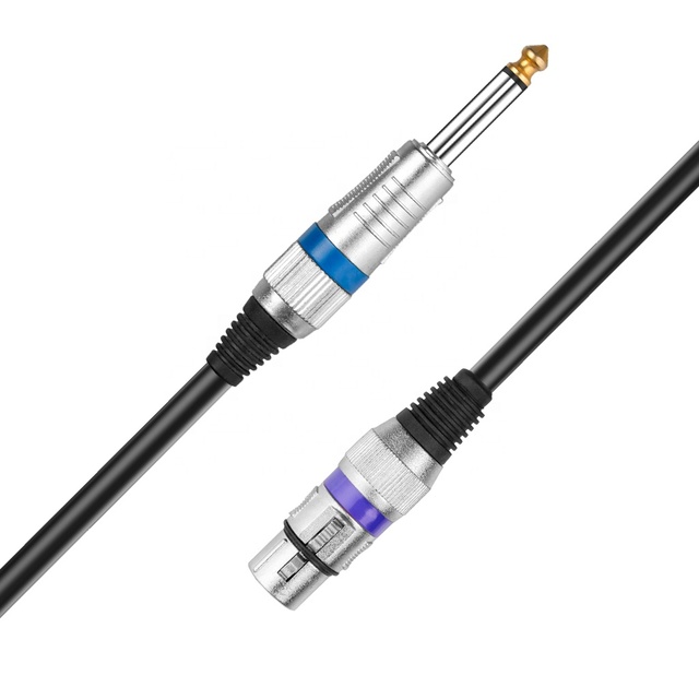 NAOMI 6.35 mm 1/4" Mono to XLR Male Microphone Cable Quarter inch TS to XLR 3 Pin Unbalanced Interconnect Cable Blue&Purple