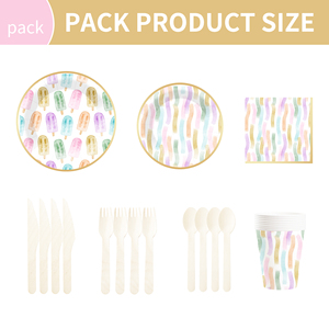 Juego de Vajilla Desechable DAMAI con Temática de Verano, Platos Redondos de Papel para Postre y Cena, Servilletas y Vasos, Artículos para Fiestas con Helado - Product Image 6