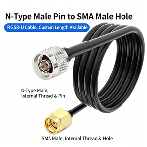 Câble coaxial RG58 de haute qualité, type N mâle vers RP-SMA mâle, 50 ohms, 0-6000 MHz, longueur personnalisée, câble de raccordement pour communication sans fil - Product Image 2