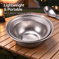 Assiette de service saine et antibactérienne à texture cristalline pour la maison, le camping, les voyages – Bol à soupe portable en titane de qualité alimentaire