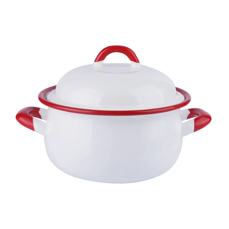 2L Cute multi-purpose enamel metal noodles belly cooking pot/casserole/can stew cookware set can be used directly on fire