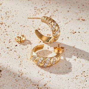 14KT Yellow Gold Vintage Water Drop Brilliant Cut Rhodium Plated Clip On Dainty Lab Diamond Earrings - Product Image 4