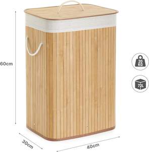 Grand panier à linge pliable en bambou, boîte de rangement pour vêtements et jouets, panier à linge - Product Image 3