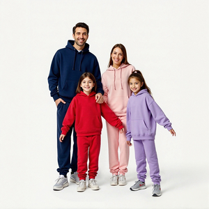 Hongbo nuovo arrivo abiti da famiglia abbinati tuta <span class=keywords><strong>mamma</strong></span> <span class=keywords><strong>papà</strong></span> e bambini Casual Design personalizzato per la famiglia Set felpe con cappuccio - Product Image 2