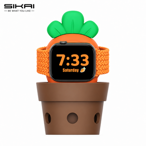 Support de chargeur Apple Watch en silicone SIKAI, support de bureau mignon en forme de pot de fleurs pour câble de chargeur Apple Watch, station de charge pour montre - Product Image 1