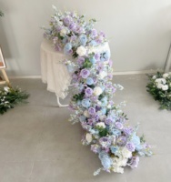 Bunga Artifisial Bola Mawar Hydrangea Tanaman Hijau Rangkaian Bunga Dekorasi Latar Belakang Pernikahan Hiasan Dinding Floral Perlengkapan Pesta