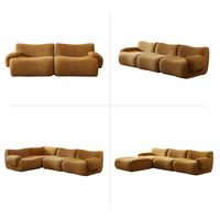 Canapé Modulable Danois Design Rétro Style Wabi-Sabi Trois Places, Sans Accoudoirs, Meuble de Salon Compact en Tissu pour Hôtels