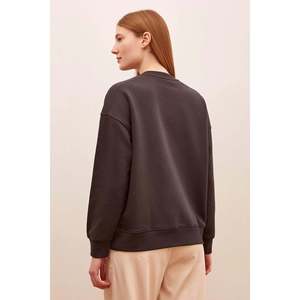 Sudadera de Cuello Redondo para Mujer, Tejida, Manga Regular, Color Antracita - Product Image 4