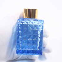 Flacon diffuseur de parfum en verre de luxe, givré, avec estampage à chaud, sérigraphie, diamants, rectangulaire, capuchon noir et argenté, pompe pulvérisatrice, pour la maison