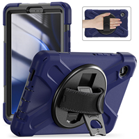 Samsung Galaxy Tab A9 8.7 İnç 2023 SM-X110 SM-X115 için Silikon ve Plastik Kombine Sağlam Kılıf (Omuz Askılı)