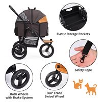 Poussette de luxe 3 roues légère et imperméable pour chiens, réglable, pliable, détachable, portable, pour la course, taille moyenne, faible MOQ
