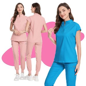 Uniformes Médicos Personalizados de Marca Propia en Blanco, Negro y Azul Marino para Mujer, Conjuntos de Uniformes de Enfermería para Correr - Product Image 2