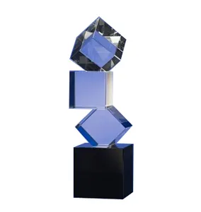 Trophy Design High End Trophy Superimposed Block Crystal Glass Trophy For Winner ' S Trophy