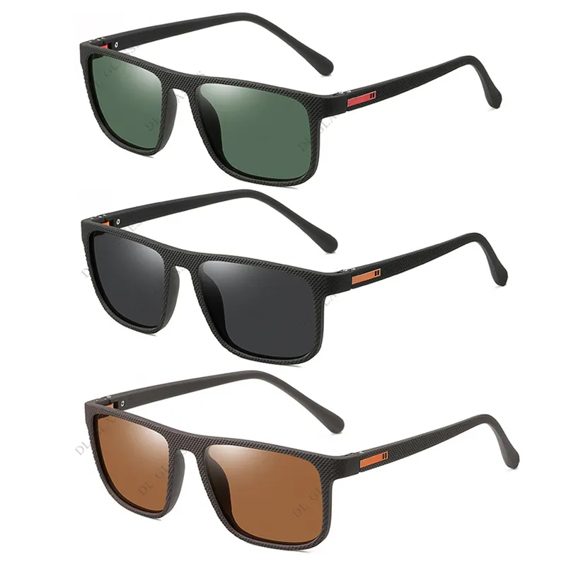Óculos de sol masculino polarizado clássico, óculos de borracha preta com proteção uv400