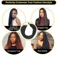Rambut Sintetis Lurus Alami 12-32 inci untuk Kepang Crochet, Kepang Silky Wave Panjang Lurus untuk Wanita Kulit Hitam, Warna Hitam