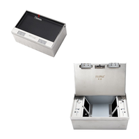 Boîte de prise de courant au sol de style marbre, exportée d'Indonésie, en acier inoxydable, avec couvercle rabattable, prise de courant multiposition, prises européennes, indice de protection IP11