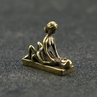 Statuette érotique miniature en laiton antique pour adulte, sculpture humaine coquette, décoration artistique de bureau, accent décoratif vintage pour adultes