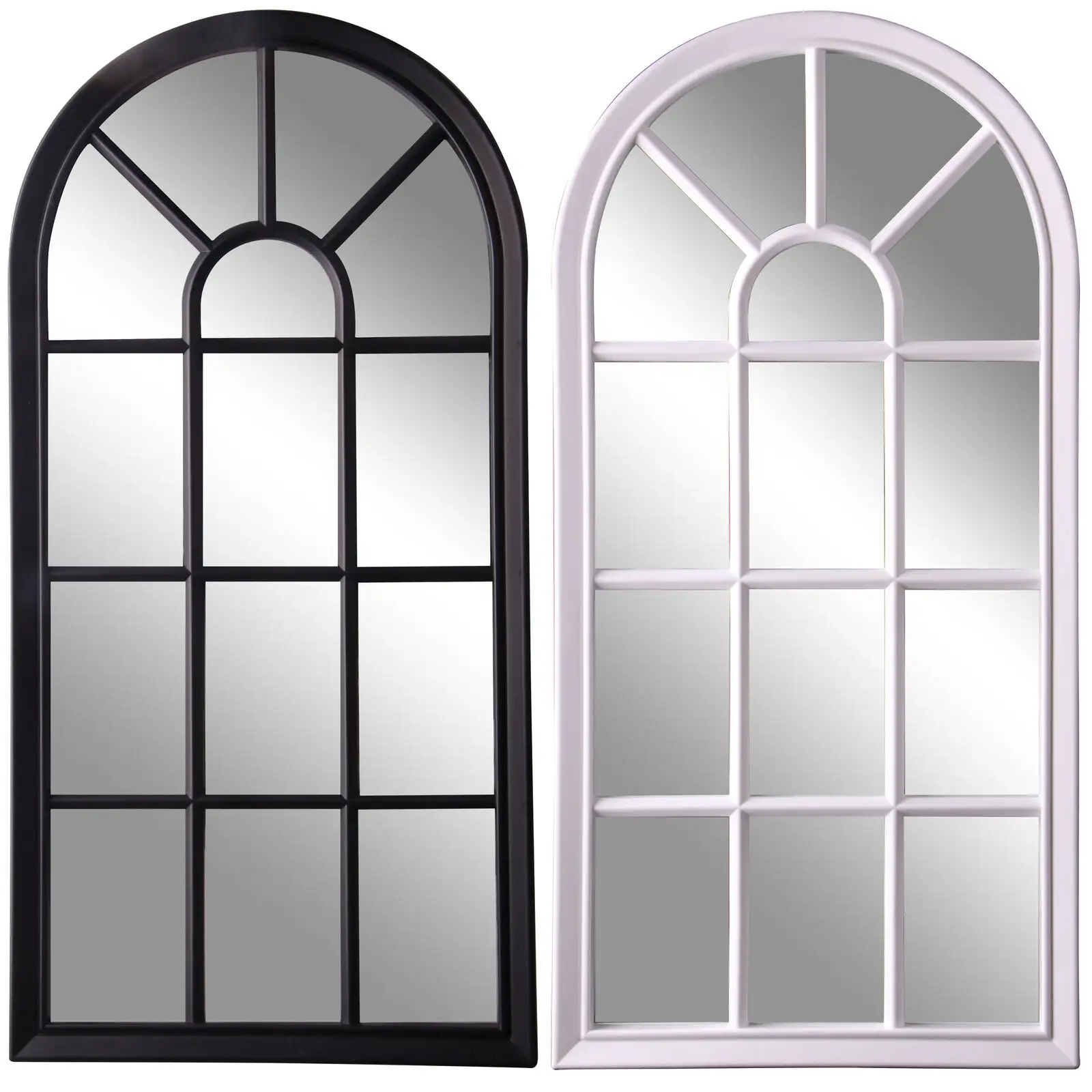 Espejo de pared decorativo estilo ventana para jardín, cristal de Metal antiguo, artesanal, marco negro