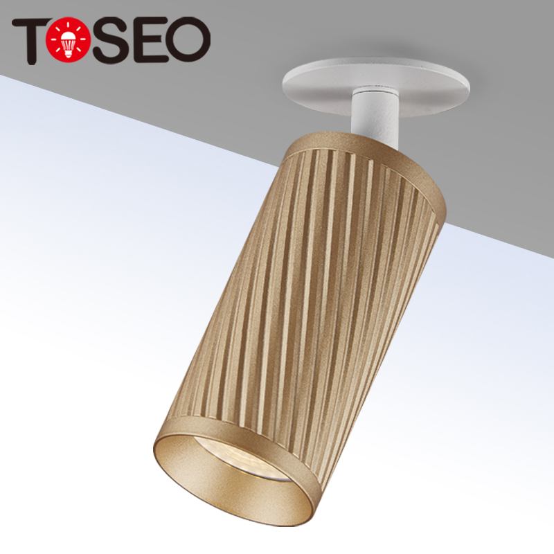 Black Aluminium GU10 Downlights Cylinder Surface Mounted Spotlight Adjustable