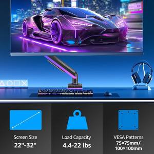 Soporte para Monitor de Computadora Compatible con <span class=keywords><strong>AOC</strong></span>, con Brazo Mecánico RGB, Color Negro/Plateado - Product Image 2