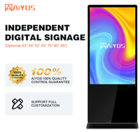 Totem d'affichage numérique intérieur AIYOS 55 pouces avec écran tactile IR PCAP en option pour la signalisation directionnelle des musées et l'information sur les expositions