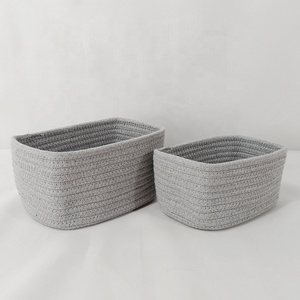 Panier de rangement multifonctionnel rectangulaire en corde de <span class=keywords><strong>coton</strong></span>, grande capacité, moderne et écologique, pour bureau, salon et maison - Product Image 4