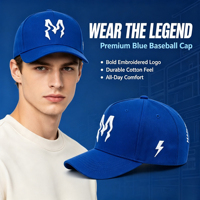 Gorra de Béisbol de Algodón Premium Estructurada con Bordado 3D Personalizado del Logotipo M Lightning para Uso Diario al Aire Libre, Estilo Hip Hop