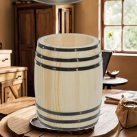 Fût en Bois Décoratif Mini Small Vintage Couleur Naturelle Caoxian Huashen, Baril de Rangement pour Grains de Café