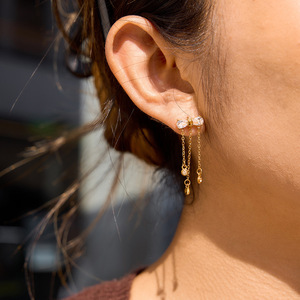 Bowknot Drop <b>Earrings</b> <b>Gold</b> Plated Zircon Stainless Steel Party Jewelry Fashion <b>Dangle</b> <b>Earrings</b> - Product Image 2