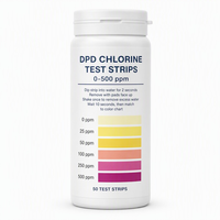 Bandelettes de test de chlore libre Binghe Yuanshan, méthode DPD, 0-500 ppm, 100 bandelettes/tube pour la désinfection des piscines et de l'eau potable