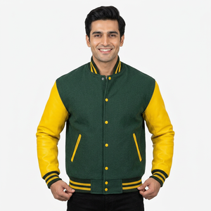 Plus Size Breathable <b>Men's</b> Varsity <b>Jackets</b> Waterproof 100% Wool <b>Leather</b> Sleeves CollegeBaseballjacket for <b>men</b> - Product Image 1