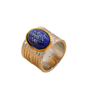 Sieraden Licht Luxe Elegante Mode Stijl Hars 925 Sterling Zilveren Koningsblauwe Ring Voor Dames