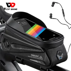 Оптовые продажи велосипед мешок из полиуретана с открытыми порами-Сумка для велосипеда WEST BIKING, цветной водонепроницаемый чехол для телефона с поддержкой сенсорных экранов