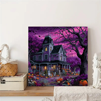 CHENISTORY Peinture par numéros DIY Château de Nuit d'Halloween, Paysage à colorier par numéros pour adultes, Cadeau DIY