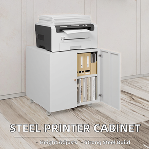 Meuble de rangement mobile en acier pour imprimante, support d'imprimante mobile, armoire de classement réglable - Verrouillage à clé pour usage domestique, bureau, hôtel, design moderne - Product Image 2