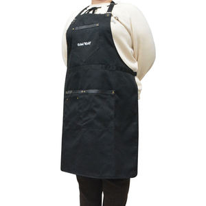 Delantal Profesional sin Mangas de Algodón con Ribete de Cuero, Bolsillos Multifuncionales, Duradero, Lavable a Máquina, Ajustable para Baristas - Product Image 3